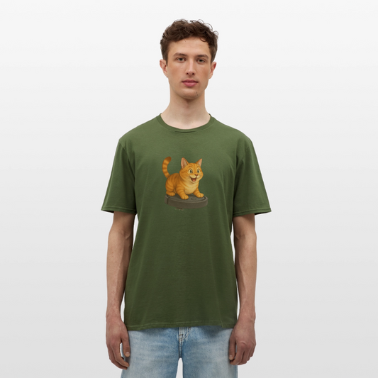 Cat on Roomba – Unisex T-Shirt - military green