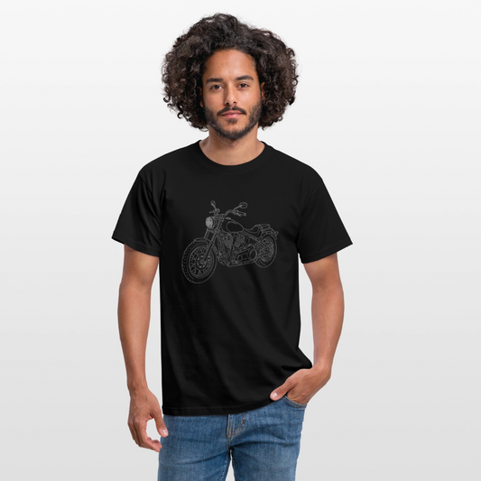 Chopper Motorcycle Line Drawing - Unisex T-Shirt - black