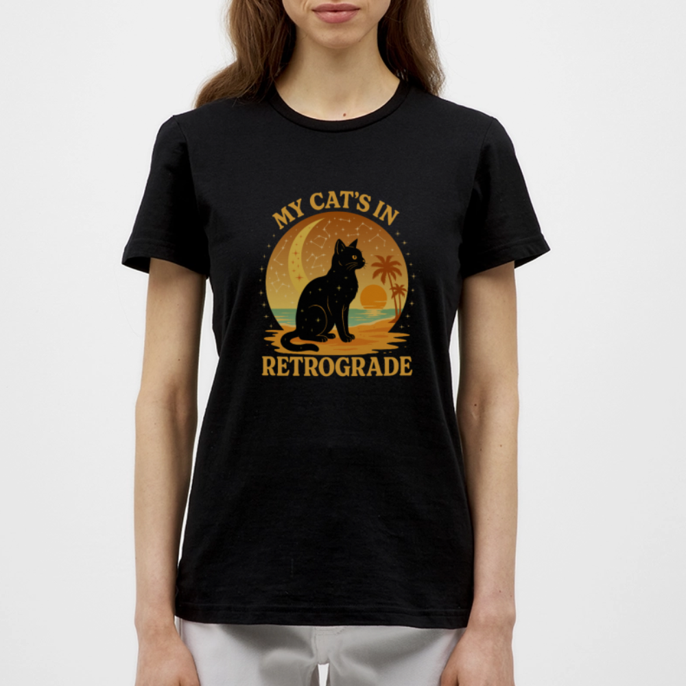 My Cat is Retrograde - Womens T-Shirt - black