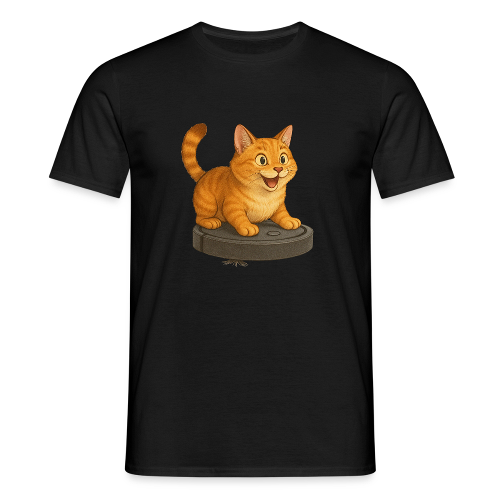 Cat on Roomba – Unisex T-Shirt - black