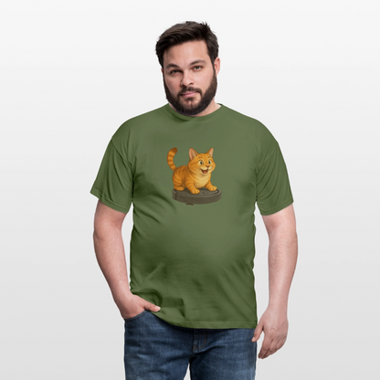 Cat on Roomba – Unisex T-Shirt - military green
