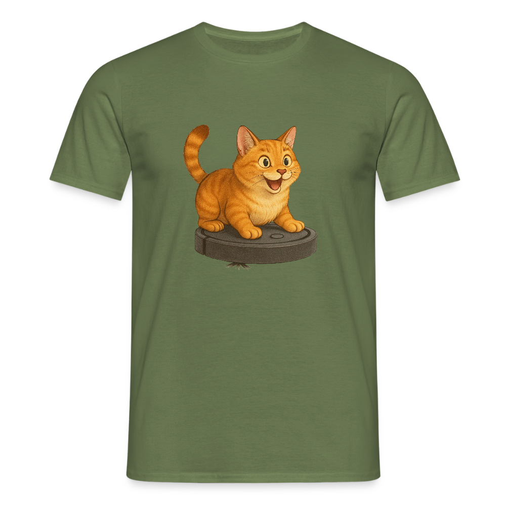 Cat on Roomba – Unisex T-Shirt - military green