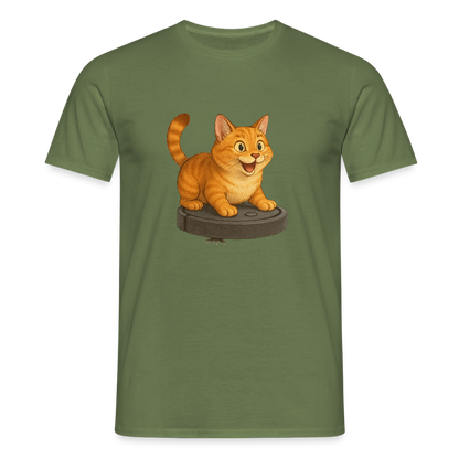 Cat on Roomba – Unisex T-Shirt - military green