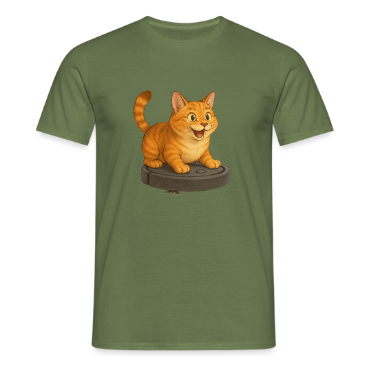 Cat on Roomba – Unisex T-Shirt - military green