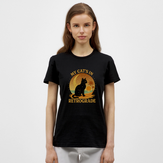 My Cat is Retrograde - Womens T-Shirt - black