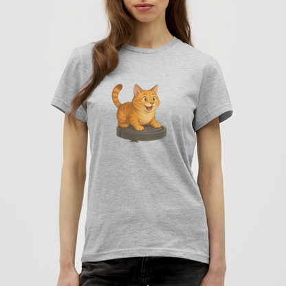 Cat on Roomba - Women's T-Shirt - heather grey