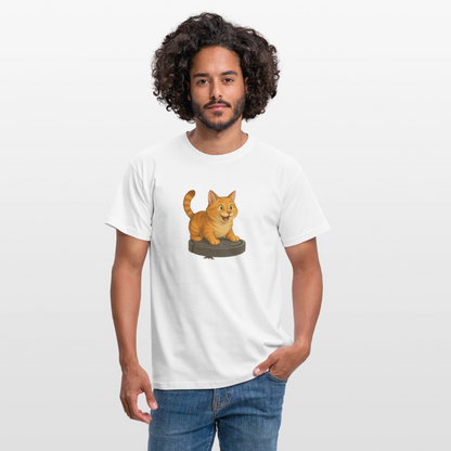 Cat on Roomba – Unisex T-Shirt - white