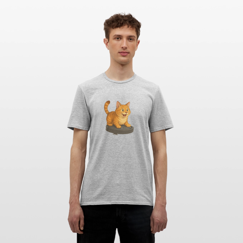 Cat on Roomba – Unisex T-Shirt - heather grey