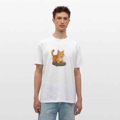 Cat on Roomba – Unisex T-Shirt - white
