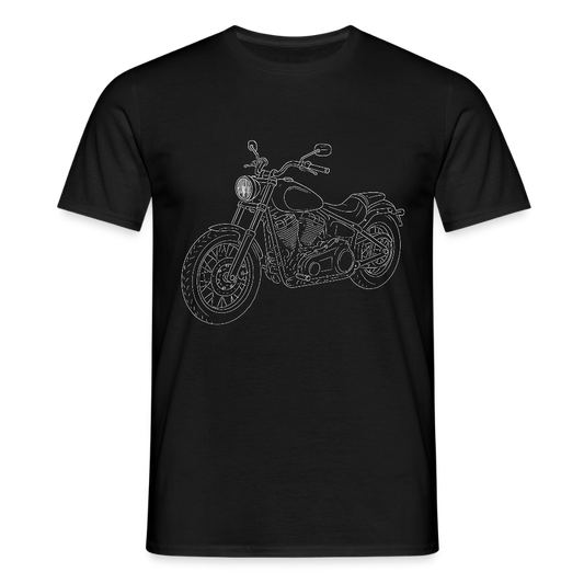 Chopper Motorcycle Line Drawing - Unisex T-Shirt - black