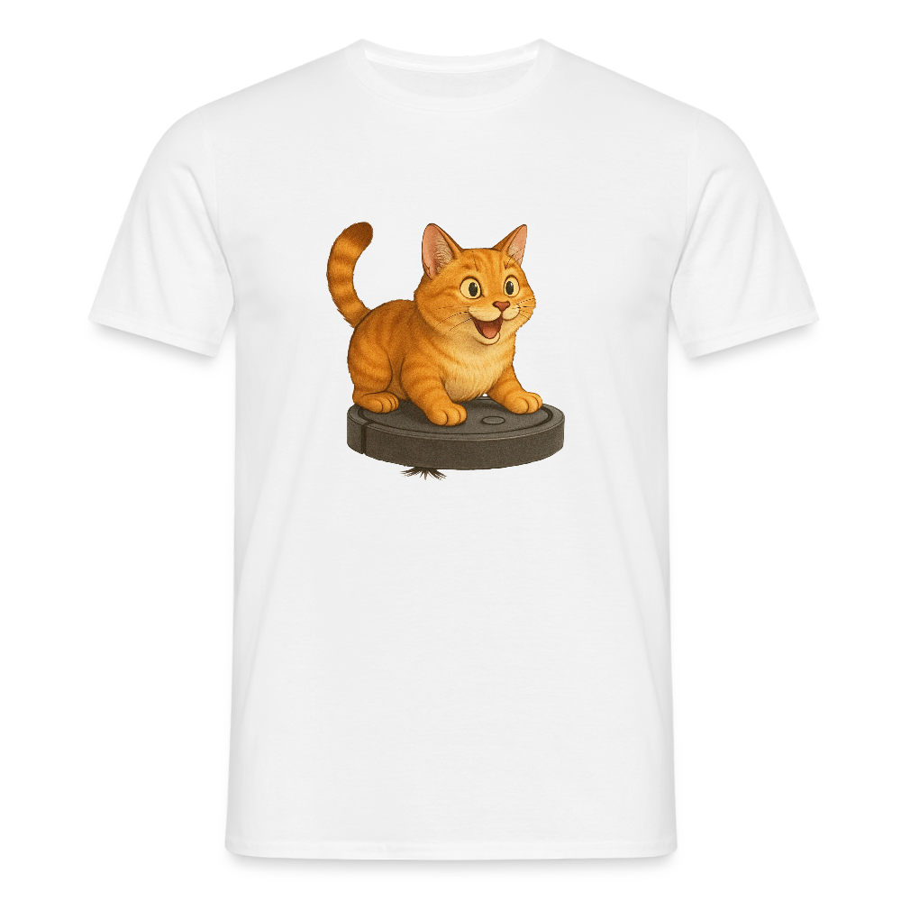 Cat on Roomba – Unisex T-Shirt - white