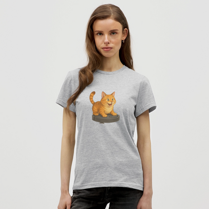 Cat on Roomba - Women's T-Shirt - heather grey